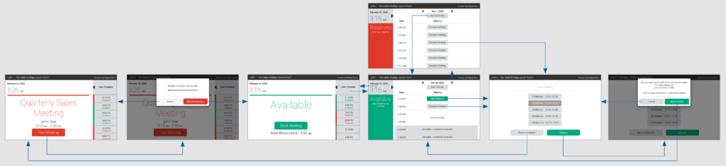 Wireframe image of the scheduling interface.